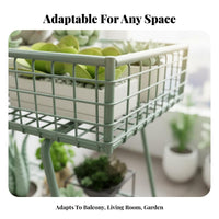 2-Tier Planter Holder Freestanding 2-Tier Metal Stand Non-Slip Pads for Balcony