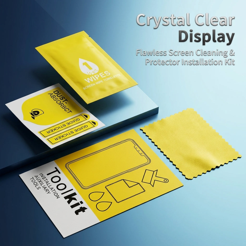 Phone Cleaning Kit with Dust Removal Sticker and Alcohol , Application Tool Kit for DIY Installer, Screen Installation Cleaning