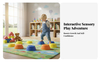Indoor & Outdoor Use Balance Stepping Stones Textured Surface Kids Balance Stepping Stones Builds Coordination Active Play Equipment Varied Heights for Preschoolers, Toddlers, Children 3+, Backyard, Playroom, Kindergarten