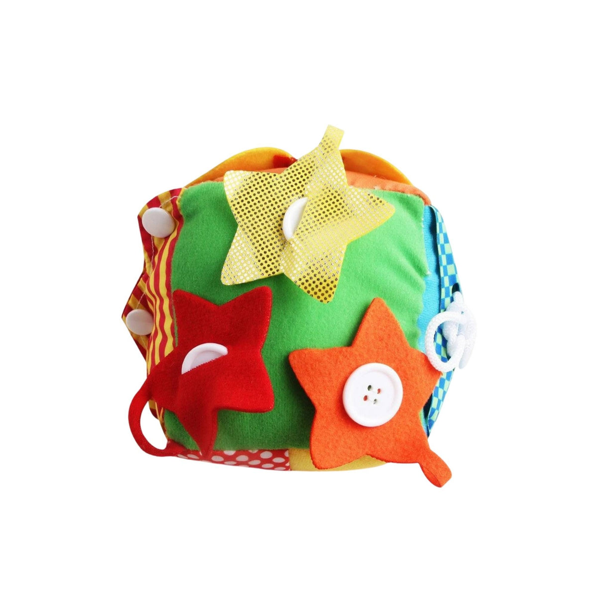 Interactive Educational Cube Toy Colorful Soft Textile Toy with Buttons Soft Cloth Activity Block Textured for Parents