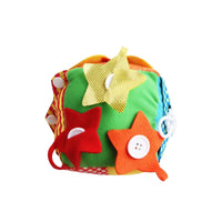 Interactive Educational Cube Toy Colorful Soft Textile Toy with Buttons Soft Cloth Activity Block Textured for Parents