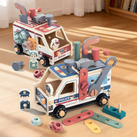 Disassembly Wooden Assembly Truck Finemovement Take Apart Truck Rotating Gears Building Vehicle Set Colorful Painted for Children