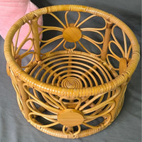 Vintage Handwoven Rattan Sofa for Newborn Photography Props