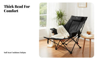 Quick Fold Design Padded Folding Lounge Chair Easy Setup Folding Lounge Chair Footrest Heavy Duty Adjustable Outdoor Recliner Includes Headrest Pillow for Office Workers, Campers, Beachgoers, Backyard, Poolside, Sporting Events, Campsite