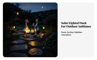 2 Pieces Waterfowl Couple Solar Lamp Weather Resistant Solar Waterfowl Lamp Creature Garden Sculpture Hand-Painted for Courtyard
