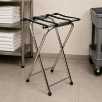 Space Saving Foldable Hotel Luggage Rack Easy to Carry Stainless Steel Luggage Rack Long-Lasting Guest Furniture Heavy Duty for Travel