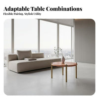 Italian Inspired Round Coffee Table with Cut-cut-through Pedestal Luxury Feel Living Room Furniture Modern design Minimalist Design for Interior Designers, Homeowners, Apartment Dwellers, Hotel Lobby, Lounge Area, Office, Bedroom