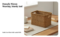 Imitation Rattan Basket Easy to Clean Rectangular Woven Basket Imitation Rattan Storage Bin Decorative Home Decor Large Capacity