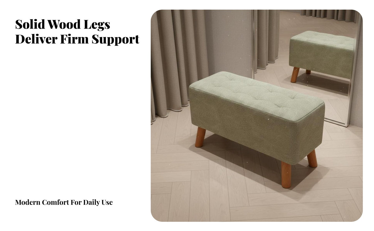 Simple Modern Design Shoe Changing Bench Light Luxury Entryway Shoe Bench Solid Wood Legs Soft Top Changing Stool High-Resilience Foam for Shoppers, Homeowners, Families, Hallway, Fitting Room, Bedroom, Walk-in Closet