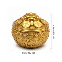 Treasure Basin luck Treasure Bowl Golden Basin with Lid for Collectors, Entryway