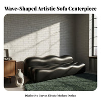 Wavy Sofa Creative Shape Lounge Furniture Faux Leather Upholstery Couch for Business Owners, Interior Designers, Reception Area, salon, Office