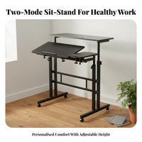 Multi-Functional Standing Laptop Table Multifunctional Adjustable Laptop Desk Modern Design Mobile Computer Cart Easy Assembly for Telecommute Workers, Students, Seniors, Small Areas, Study, Dorm Room, Bedroom