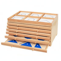 Inlay Cabinet with Drawers Educational Geometric Demonstration Tray Wooden Furniture for Teachers, Homeschool