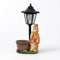 Whimsical Squirrel Garden Statue with Lantern Outdoor Solar Light with Squirrel Base Resin Long-Lasting for Gardeners