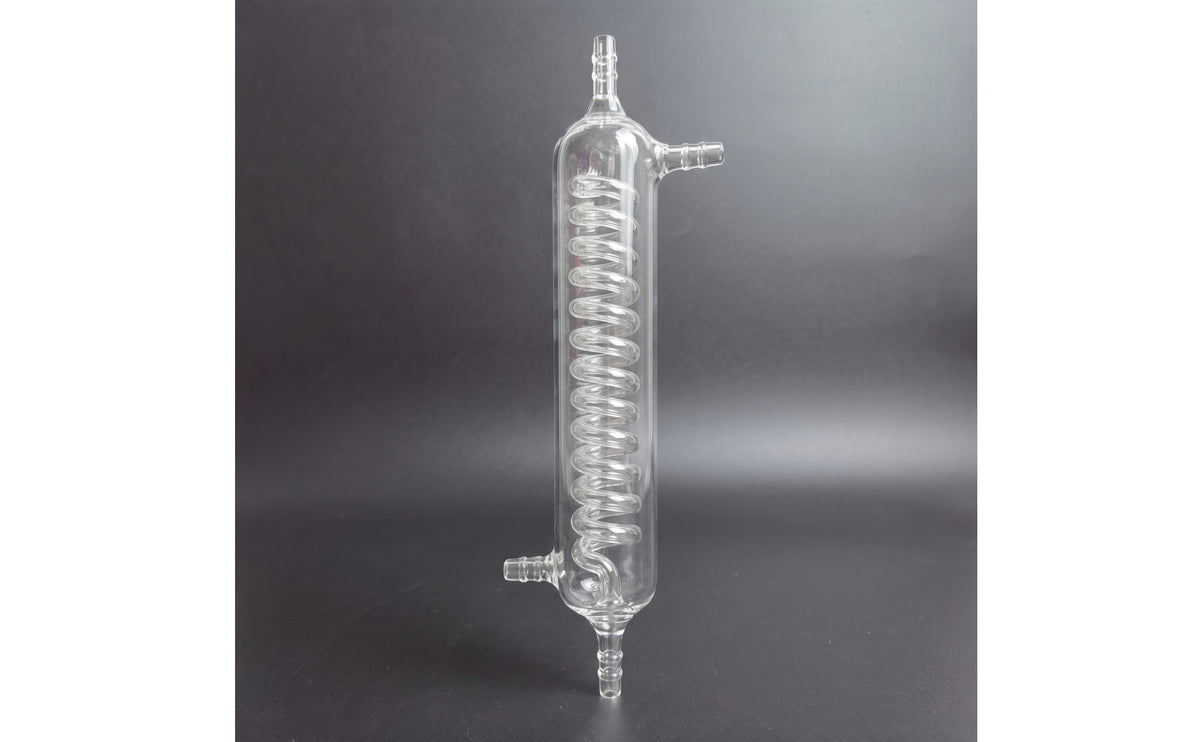 Spiral Condenser Clear Coiled Condenser Cylindrical for Distillation, Scientific Workspace