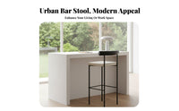 Industrial Design Minimalist High-Legged Stool Designer Inspired Counter Chair Padded Backrest Home Furniture Upholstered Seat for Interior Designers, Business Owners, Cafe, Restaurant, Kitchen Island, Dining Room