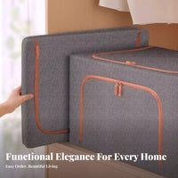 Large Capacity Collapsible Textile Box Foldable Design Collapsible Textile Cube Sturdy Handles Storage Bin Multi-Purpose for College Students, Homeowners, Bedroom, Living Room, On Shelves, Nursery