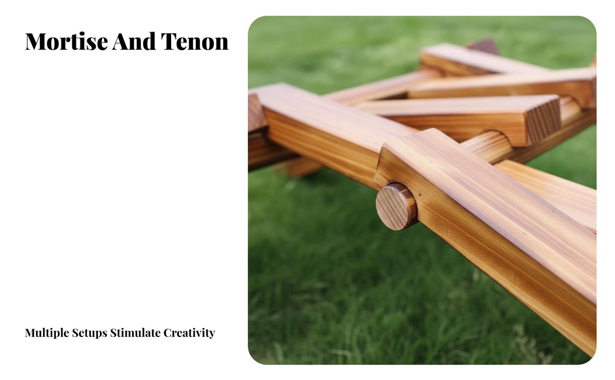 Mortise Tenon Construction Piece S Hands-on Learning Wooden Climbing Frame Strong Load-Bearing Interlocking Wood Block Bridge for Outdoors, Backyard