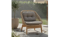 Teak Rattan Sofa Waterproof Rattan Coffee Table Set Outdoor Lounge Sofa Sunproof Wicker Patio Set Weather-Resistant for Terrace