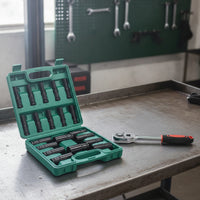 Socket Set with Case Long Deep Socket Set Vanadium Steel Tools for Mechanics, DIY Hobbyists, Garage, Workshop
