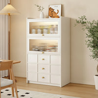 Storage Cabinet Tall Cabinet with Drawers Wood-Grain Sideboard with Drawer for Dining Room