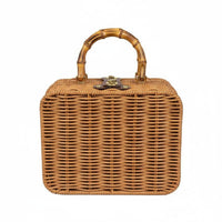 Retro Design Rattan Gift Box Handheld Wicker Suitcase Box Lightweight Handwoven Rattan Basket Easy to Carry for Wedding
