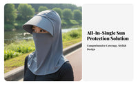 Full Face Sun Cover Breathable Protection Hood Cover Full Face Cover Sun Hat Triple-Function Cooling Balaclava with Brim Skin