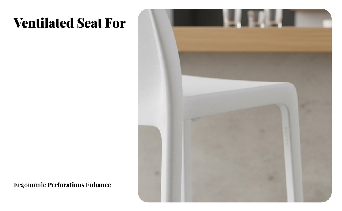 Stackable Perforated Back High Stool Nordic Design Bar Chair Minimalist Design Seating Furniture with Backrest for Restaurant Owners, Homeowners, Adults, Cafe, Coffee Shop, Kitchen, Dining Room