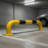 Removable U-Shaped Pipe Guardrail Detachable Base Steel Pipe Guardrail Yellow and Black U-Shaped Anti-Collision Bar Cylindrical Frame