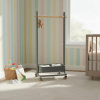 Child-Sized Height children's Rolling Clothes Rack Minimalist Design Garment Stand Sturdy Construction Household Storage Easy to Assemble for Children, Toddlers, Parents, Entryway, Bedroom, Playroom, Living Room