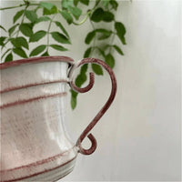 Vintage Trophy Planter Antique Iron Planter with Handles Weathered Plant Pot with Drainage Hole Decorative for Windowsill