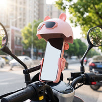 Rear-View-Mirror Mounted Phone Holder with Sunshade One-Button Clamping Motorcycle Phone Holder Anti-Slip Universal for Riders, Commuters, Bicycles