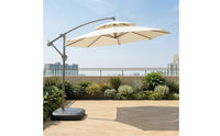 Offset Umbrella with Base Crank-Lift Double Top Patio Umbrella Water-Fillable for Homeowners, Cafe Owners, Garden, Terrace, Backyard