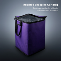 Shopping Cart with Zipper Closure, Waterproof Shopping Cart Storage Bag Double Layer Thickened, Insulated Fresh Keeping Trolley Bag Insert