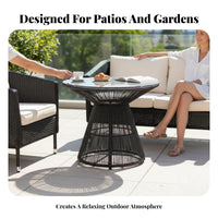 Woven Design Wicker& Design Chat Set Weather-withstandant Multi-Piece Lounge Group with Table Padded pads Outdoor Furnishing Removable pad slipcovers for Families, pairs, Homeowners, Garden, Terrace, Balcony, Porch