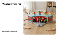 5-Door Train Shed Opening Doors Wooden Train Garage Railway Station Playset Made from Natural Wood Wooden Railway Depot