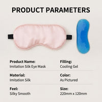 Cooling Gel Eye with Ice for Sleeping, Light Blocking Cover for Adults Travel, Adjustable Strap Zero Pressure Design, Imitation Material