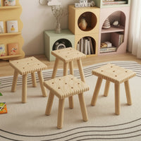 Wooden Stool Stable Low Stool Compact Footstool for Bedroom