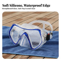 Reinforced Glass Diving Goggles Anti-Fog Snorkeling Facepiece Water Resistant Snorkel Facepiece for Snorkelers, Beginners, Underwater Exploration