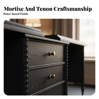 French Vintage aesthetic Extendable Dressing Table Set Ample Storage Extendable Vanity with Cabinet Space Saving Makeup Desk Sturdy Construction for Women, Homeowners, Teens, Small Apartment, Dorm Room, Walk-in Closet