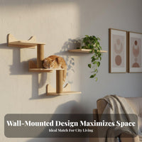 Solid Wood Wall Mounted Cat Climber Space-Saving Wall-Mounted Cat Climber Set Sturdy and Long-Lasting Pet Supplies Easy Installation for Apartment Dwellers, Small Areas, Along Walls, Living Room, Bedroom