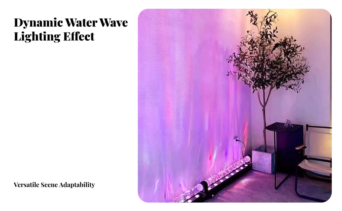 Dynamic Water Wave Light Caster 16 Colors RGB Wall Wash Light Caster Adjustable Brightness Water Wave Lamp for Event Planners, KTV, Living Room