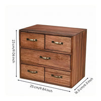 5-Drawer Desktop Cabinet Rectangular Vintage Desk Storage Cabinet Rustic