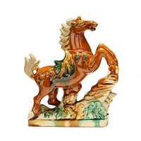 Tang Sancai Horse Statue Tricolor Glaze Sancai Ceramic Horse Feng Shui Decor