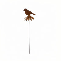 Weather Resistant Bird Flower Pick Rusted Bird Stake Metal Garden Stake