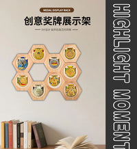 创意免打孔墙面展示架荣誉勋章纪念奖牌陈列架简约实木挂架收纳架