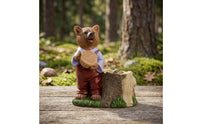 Bear Figurine with Planter Rustic Bear Planter Yard Art Woods Weather-Resistant for Gardeners, Patio, Courtyard