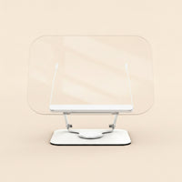 Acrylic Reading Stand with Metal Supports Hands Adjustable Book Stand with Rotating Base Non-Slip Holder for Desk, Learning