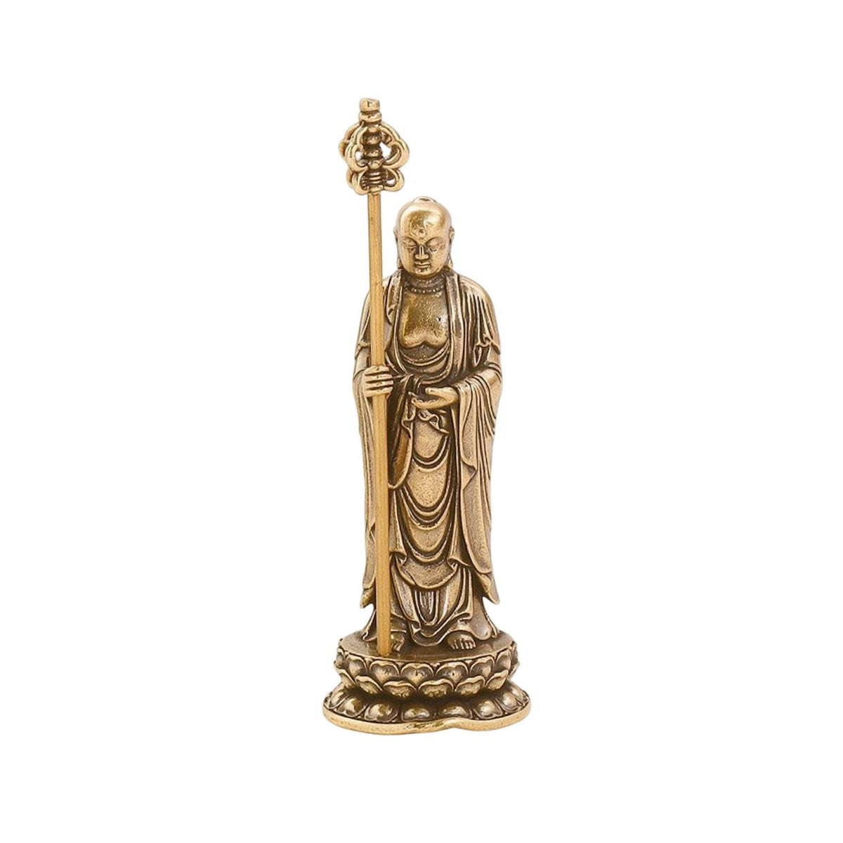 Miniature Pure Brass Ksitigarbha Bodhisattva Statue