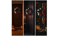 Halloween Door Wreath Dark Red Wreath with Skulls Gothic for Wall